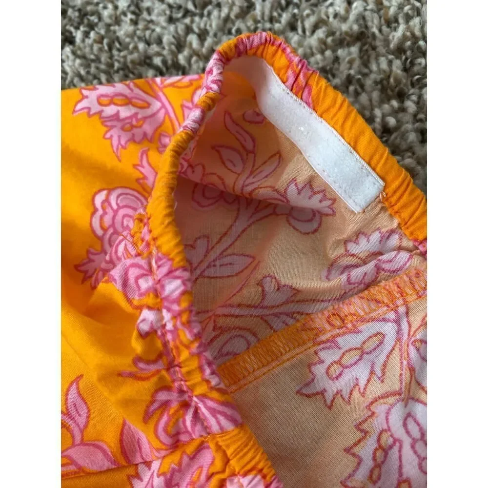 J.Crew Floral Mini Dress Size 12 Orange Pink Bold Print Romantic Cottagecore - Picture 10 of 12